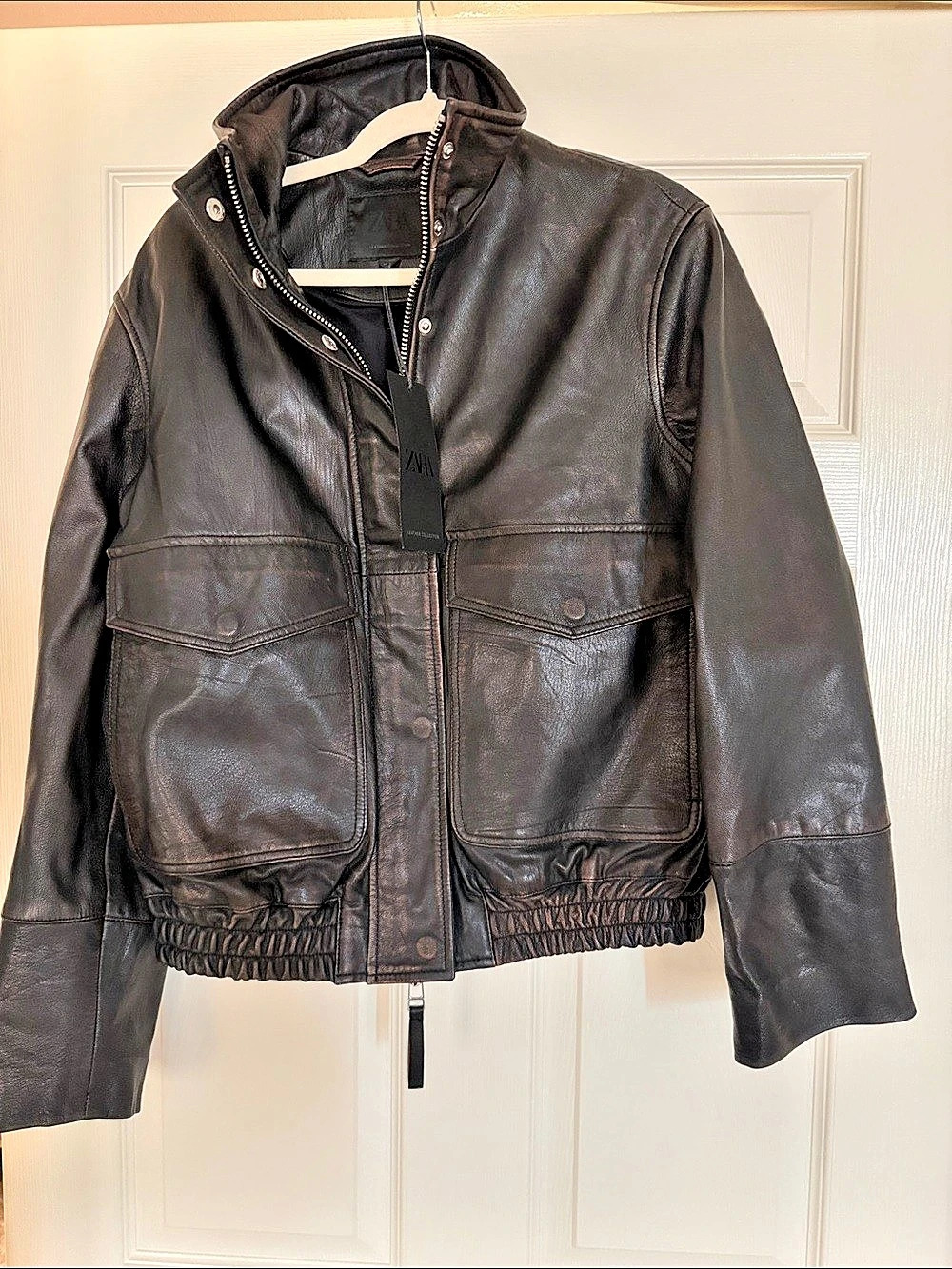 Zara ZW Collection Limited Edition Leather Jacket Black XS